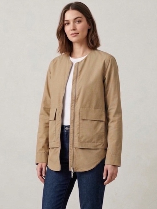 COS Jackets & Blazers - COS Sz S Tan Boxy Relaxed Full Zip Minimalist Neutral Jacket